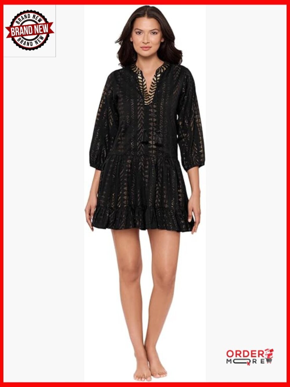 Tiered A-Line Beach Dress Swim Cover Up L